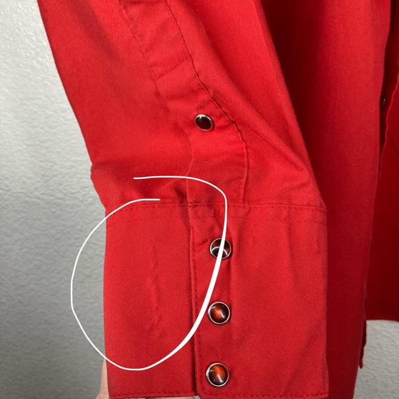 Red Rider Men's Western Shirt Button Down XXL Red Rodeo Snap Buttons Cowboy - Picture 14 of 15